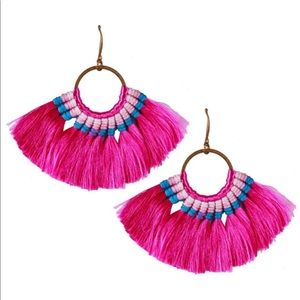 Magenta tassel earrings, drop earrings